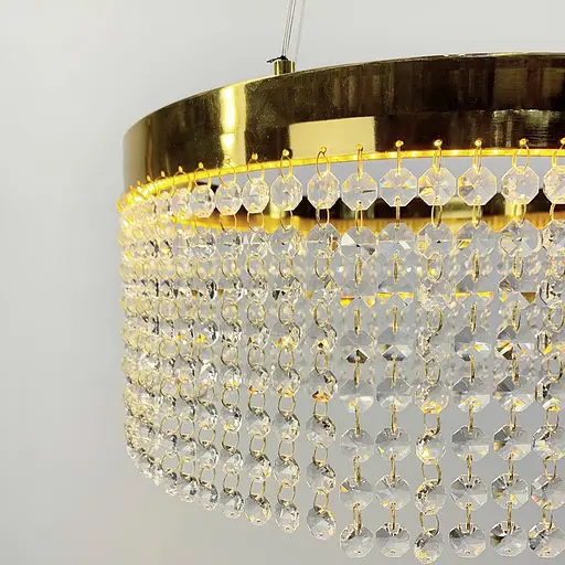 Неймовірна кришталева люстра з золотим обводком h35 Line.F Діаметр 50см - фото 5