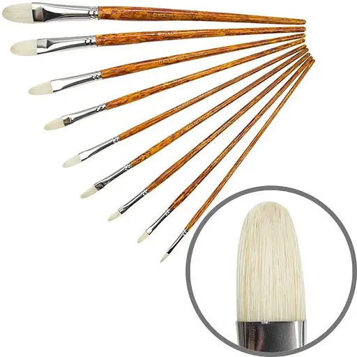 Пензель щетина овальна Grace 2023FR №10 довга ручка Kolos