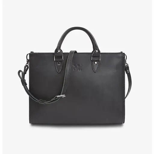 Жіноча шкіряна сумка Fancy A4 чорна краст - фото 1