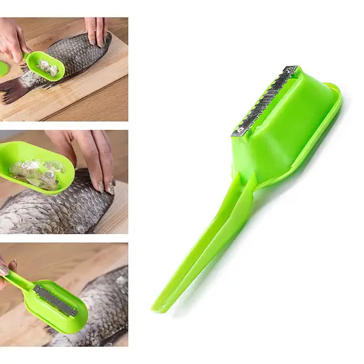 Рибочистка пластикова з контейнером 20 см, Kitchette Салатовий 83647 - фото 2