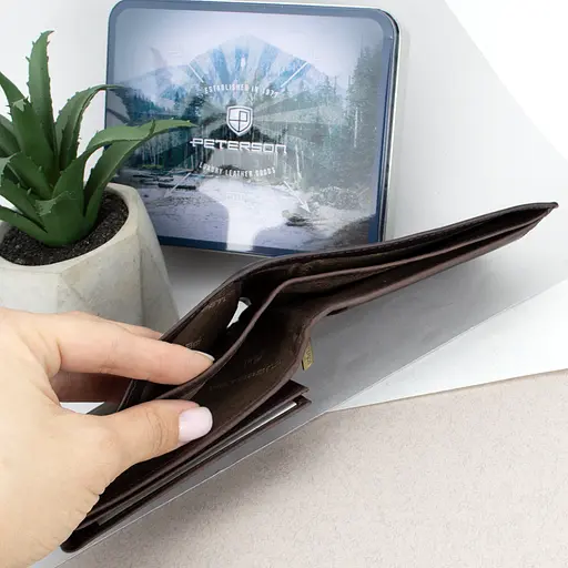 Портмоне мужское кожаное Peterson N992-BE-MOUN темно-коричневое Mountain Adventure - фото 8