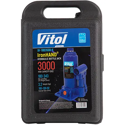 Домкрат гідравлічний телескопічний Iron Hand 3т 180-343 мм 3.1 кг кейс (IH-180350D-K) - фото 4