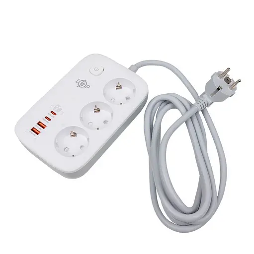 Сетевой фильтр-удлинитель LogicPower LPF-65W-G4, 3x220V-3520W, 2xUSB-60W, 2xType-C 65W QC/PD - фото 3