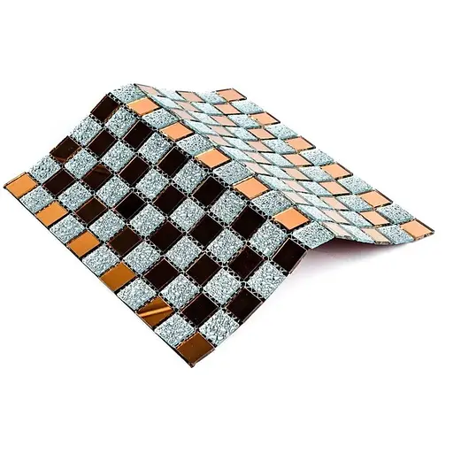 Мозаїка дзеркальна Wall Sticker 298х298х4.5мм Сірий+оранж SW-00002361 - фото 2