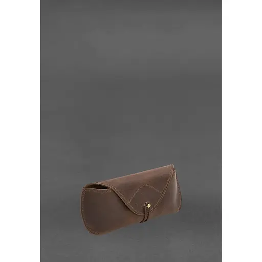 Кожаный чехол для очков BlankNote Crazy Horse с клапаном на резинке Темно-коричневый  - фото 9