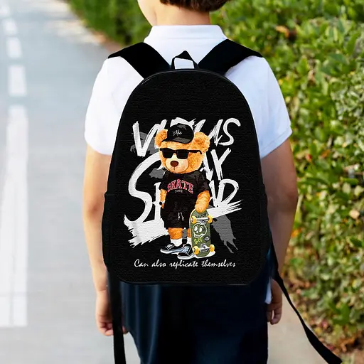 Рюкзак дитячий Ведмідь Тедді король скейта 34х27см, міський ранець для хлопчика з принтом (00353)