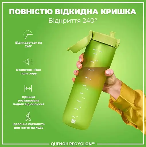 Пляшка для води ION8 1000 мл (ЕКО пляшка) BPA Free Green (I8RF1000GRE) - фото 3