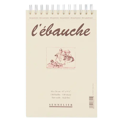 Блокнот на спирали для эскизов и очерков Ebauche Sennelier, 130 листов, 90 г/м, 16x24 см