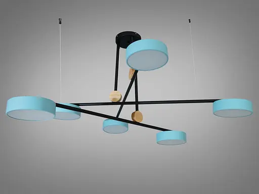 Новинка, світлодіодна люстра потужністю 72W, плафони кольору тіффані - фото 2