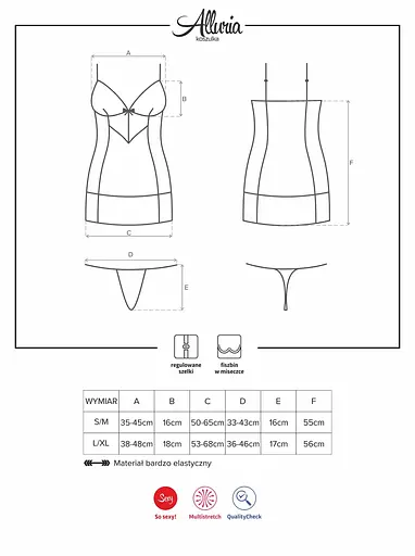 Комплект білизни Obsessive Alluria L/XL чорний - фото 4