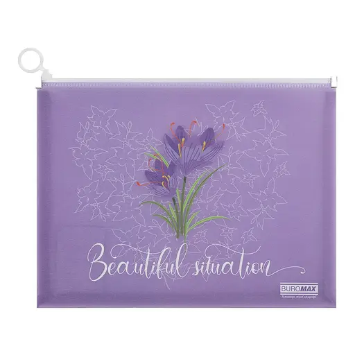 Папка-конверт на zip-молнии А4 ARABESKI фиолетовый BM.3975-07 BUROMAX матовый полупрозрачный пластик (4823126800646) - фото 1