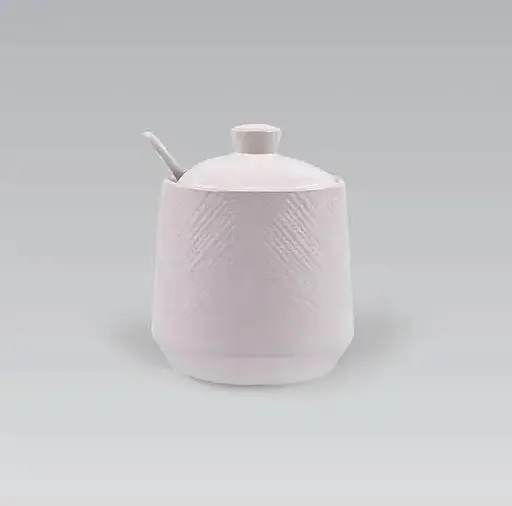 Cахарница керамическая с ложкой Maestro MR-20002-09 баночка емкость 300 мл Белая - фото 1