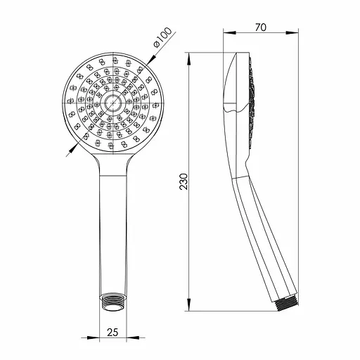 Ручной душ RJ 100 мм, 1 режим, блистер хром RJHS000-16CH, Хром - фото 2