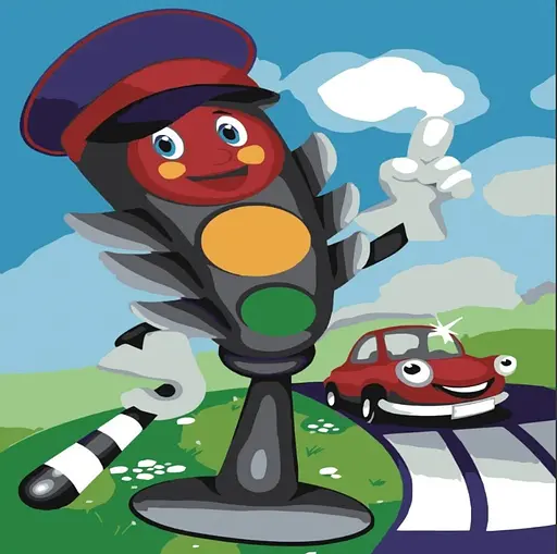 Набір для розпису по номерах Веселий світлофор, Strateg, з лаком, 30x30 см, ES035