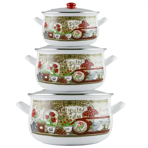 Набор кастрюль Gusto GT-T-3-FG Цветочный сад 2.1 л, 3.1 л, 4 л (90321)
