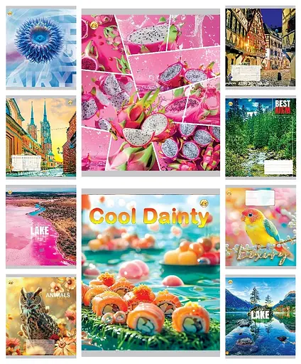 Зошити учнівські 60 аркушів лінія Люкс Мікс 1, 10 шт. в упаковці