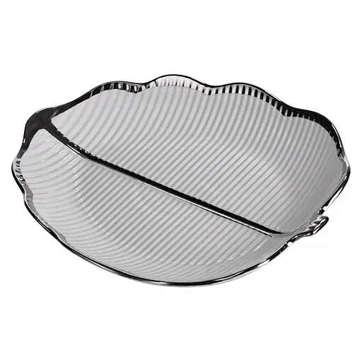 Фарфоровое блюдо для сервировки стола в форме листьев 31×20×3 (см) блюдо для подачи закусок Серебро Yiwu ML6047 - фото 5