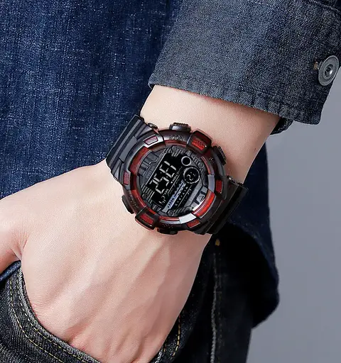 Годинник чоловічий спортивний наручний Skmei 2110 (Чорний з червоним) - фото 4