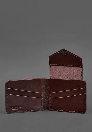 Кожаный портмоне 4.2 на бордовой кнопке. - фото 4