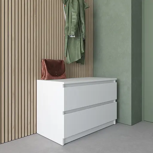 Комод Vays R-19 Білий, 2 шухляди без ручок, ЛДСП, 80×40×53 см - для передпокою, спальні, вітальні