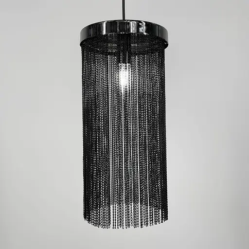 Подвес в черном хромированном корпусе с металлическими цепочками | Line F | Арт. MJ190/1 BK - фото 4