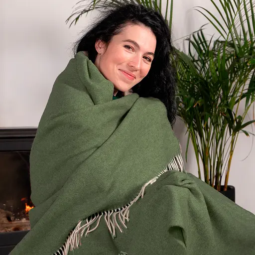 Плед Love You 100% вовна 140х200 см оливковий (6060) - фото 3