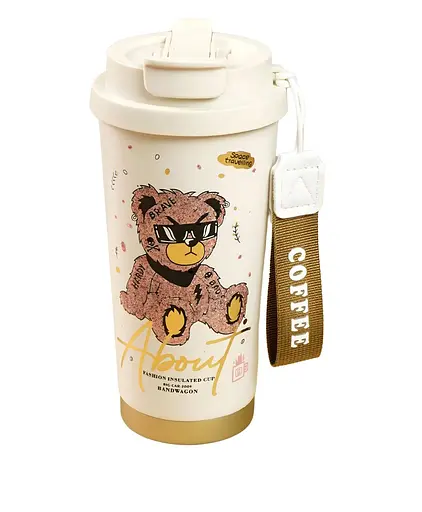 Термочашка About для кофе и чая 520 мл розовый мишка (BC-0387-5)