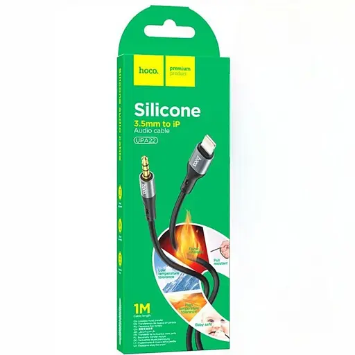 Кабель AUX Hoco UPA22 Silicone 3.5 мм на Lightning 1 м з алюмінієвими коннекторами - фото 2