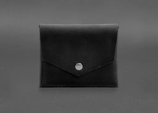 Кожаный кошелек mini 3.0 (кард-кейс) черный Crazy Horse - фото 1