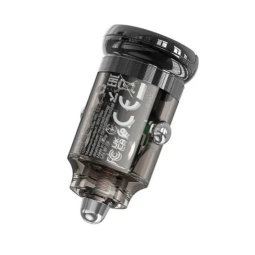 Автозарядный адаптер питания HOCO Z53 Sight 30-вт прозрачно-черный - фото 4