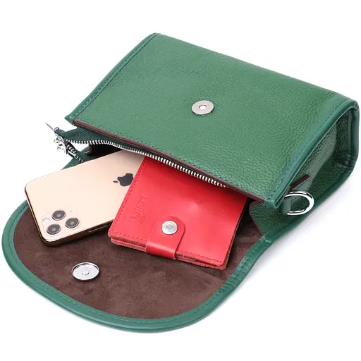 Компактная женская кожаная сумка Vintage с полукруглым клапаном 20.5х14х8.5 см sum0029048 - фото 9