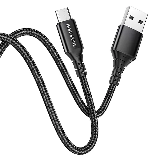 Кабель BOROFONE BX54 Ultra bright Micro-USB 1m 2.4A Black - фото 1