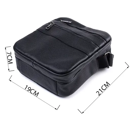 Чоловіча сумка месенджер із зернистої натуральної шкіри SHVIGEL 19х21х7 см sum0027000 - фото 3