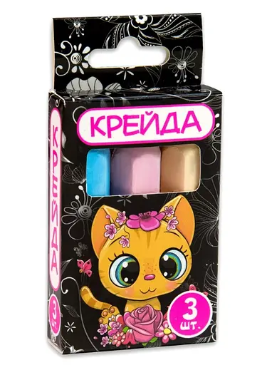 Крейда олівець, 3 штуки, різнокольорова, Стратег