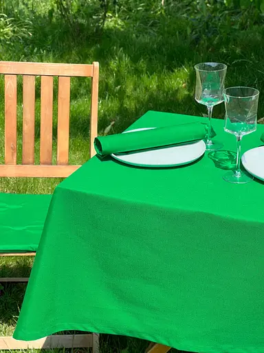 Водовідштовхувальна скатертина Зелений однотон 100х100 см (+ 4 серветки 30х40) - фото 5