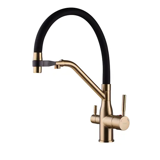 Змішувач для кухні Mixxus Premium Gravity 021 із гнучким виливом Brushed Gold MI6981 Золотий - фото 3