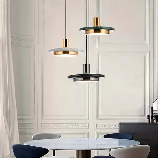 Підвіс Lumina із білим мармуровим плафоном LED в стилі Ар-деко Line.F SC 2/1 WH - фото 2