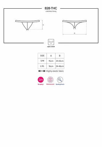 Кружевные танга с доступом Obsessive 828-THC-1 crotchless thong черные S/M - фото 7
