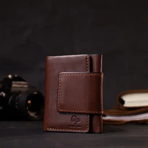 Шкіряний чоловічий гаманець Grande Pelle 8х10х1.5 см acs0026949 - фото 7