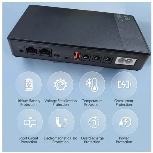 UPS ДБЖ безперебійне живлення для роутера, терміналу ONU, DC 5/9/12V, USB Type-C, Voltronic DC18W 10400mAh - фото 7