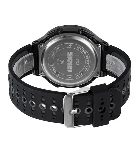 Чоловічий наручний годинник Skmei 1733 (Чорний з чорним) - фото 6