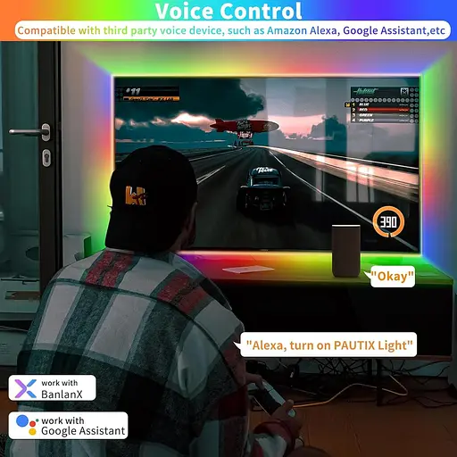 Світлодіодна стрічка AUTIX USB RGB Smart IC COB, 3 м, 5 В, 1800 світлодіодів, кольорова піксельна адресована світлодіодна стрічка - фото 4