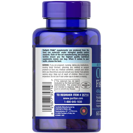 Жирные кислоты Puritan's Pride Omega 3 Fish Oil 1500 mg Extra Strength, 60 капсул - фото 3