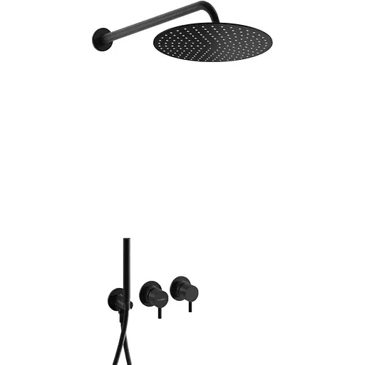 Душева система Kohlman Axel 25 black + BOX прихованого монтажу KPL-QW260AB25, Чорний матовий - фото 1