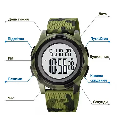 Спортивний наручний годинник Skmei 1895 (Камуфляж) - фото 6