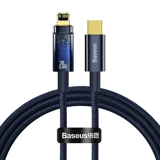 Кабель Baseus Explorer Series Auto Power-Off Fast Charging Data Cable Type-C to IP 20W 2m Blue - фото 1