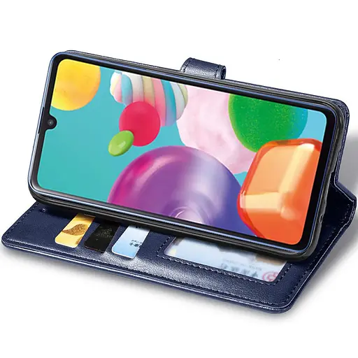 Кожаный чехол-книга Getman Gallant (PU) для Xiaomi Redmi 9 Синий - фото 3