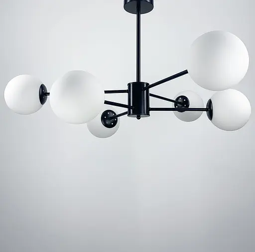 Мінімалістична люстра на 6 білих матових плафонів Line.F CD 111/6 BK - фото 4