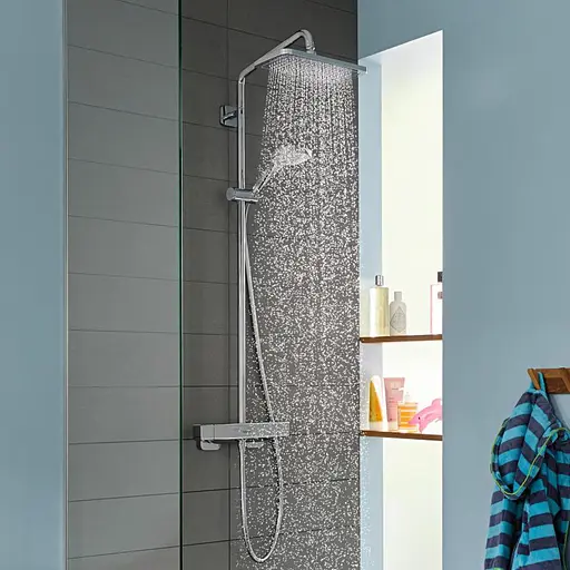 Душова система Hansgrohe Croma E Showerpipe 280 1jet EcoSmart з термостатом 27660000, Хром - фото 3