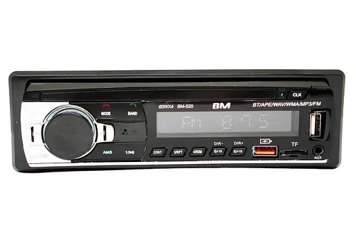 Автомагнитола Boschmann BM-520 1DIN с Bluetooth, RGB-подсветкой панели, двойным USB, поддержкой microSD/TF, AUX-входом, MP3 - фото 1